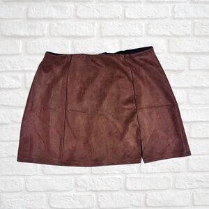Chic Brown Faux Suede Mini Skirt